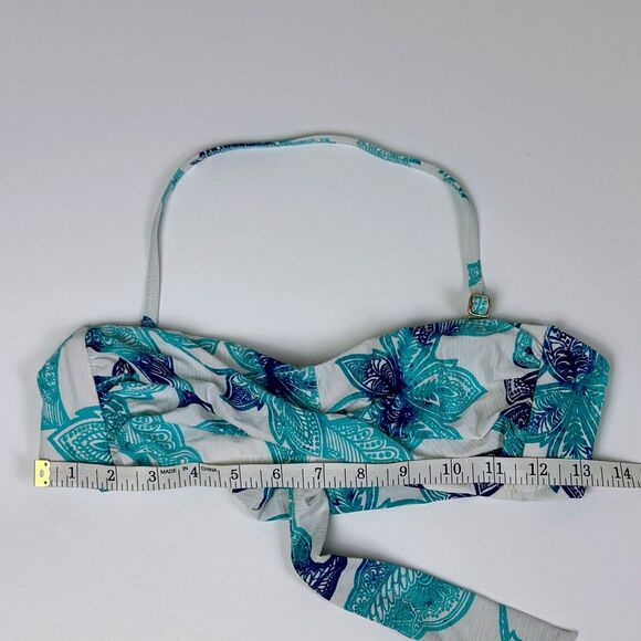 Helen Jon Aqua Blue White Bikini Halter Top Tie Bottom 2 Piece Swimsuit Sz S M - Picture 10 of 13
